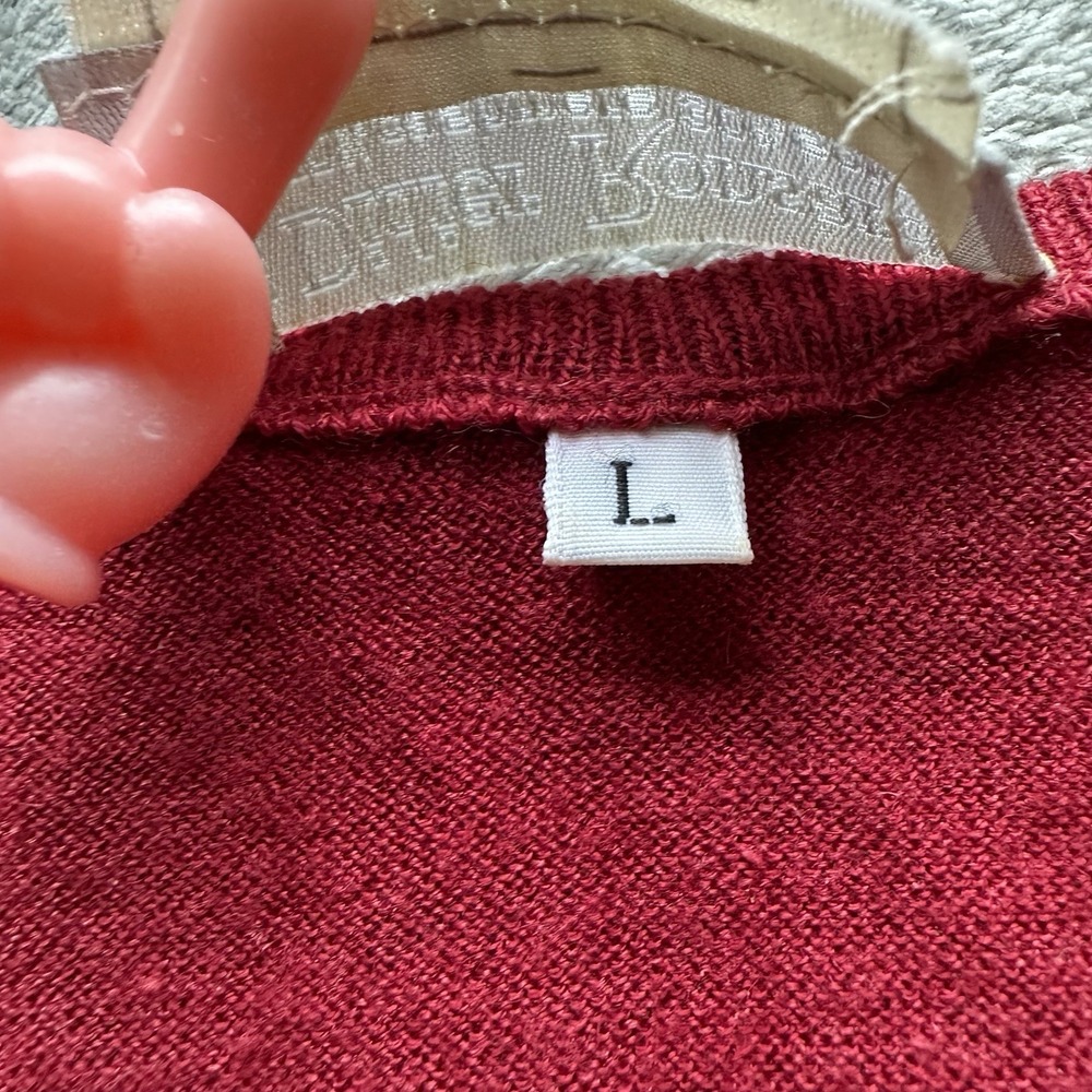 Didier Ronsard Women's Silk Cashmere Sweater L Red Fine Knit Minimalist Classic - Picture 4 of 12